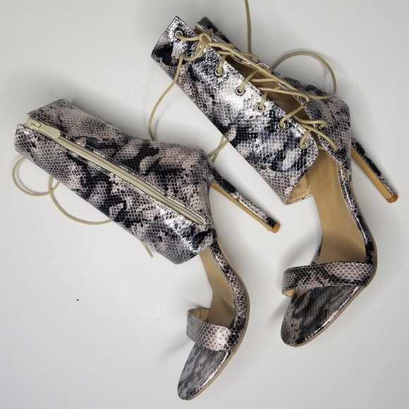 Aliexpress Shoes - Boussac Snakeskin Heels Peep Toe Pumps Size 9